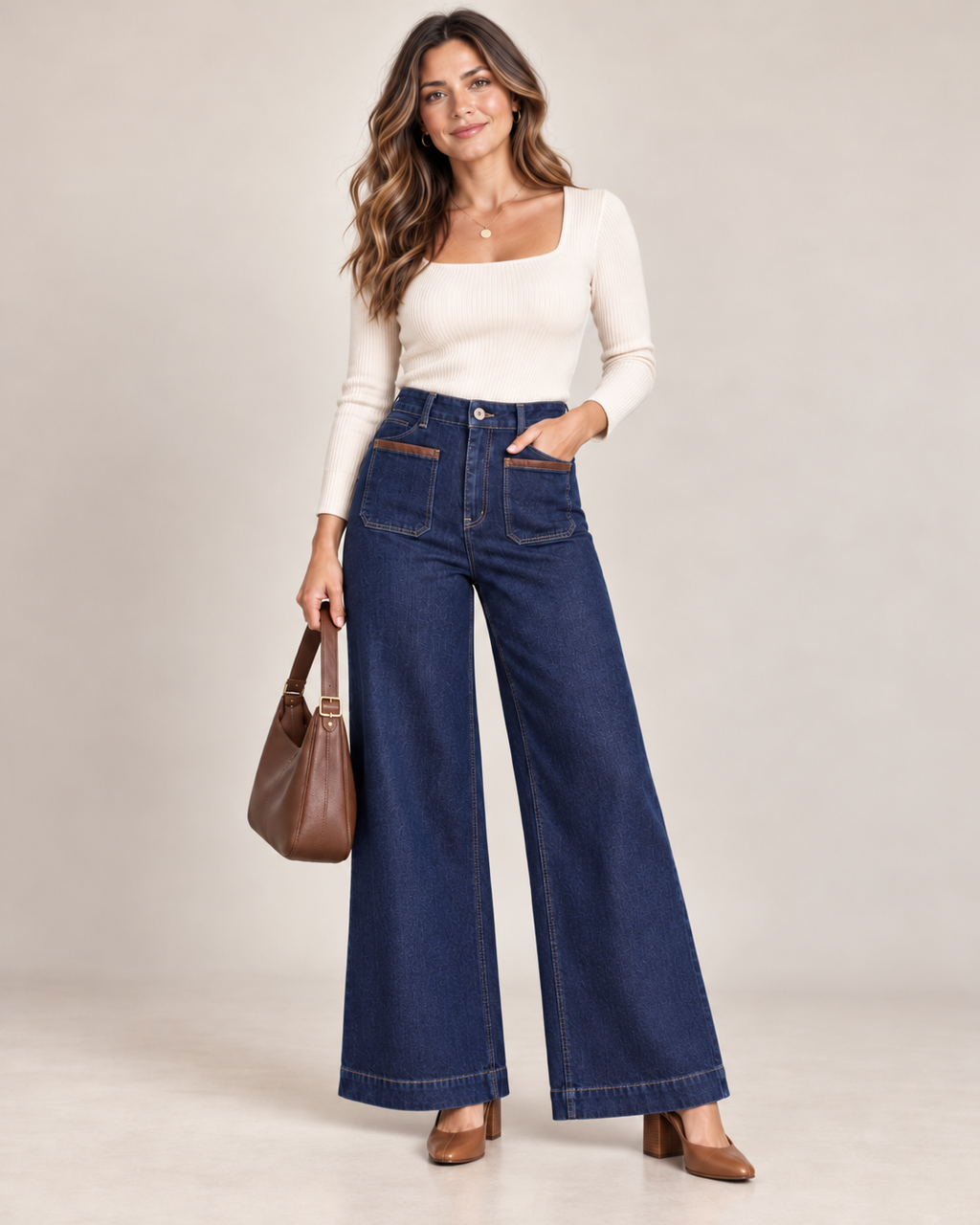 Damen Wide-Leg Jeans – Dunkelblau