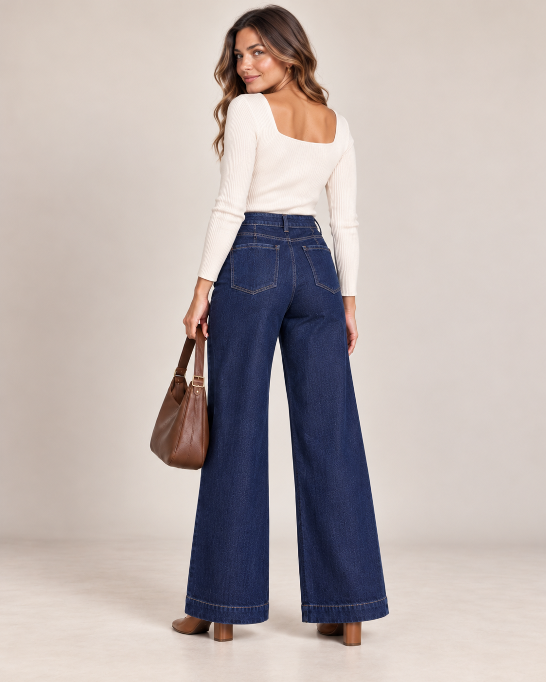 Damen Wide-Leg Jeans – Dunkelblau