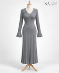 Rippstrick-Maxikleid in Grau