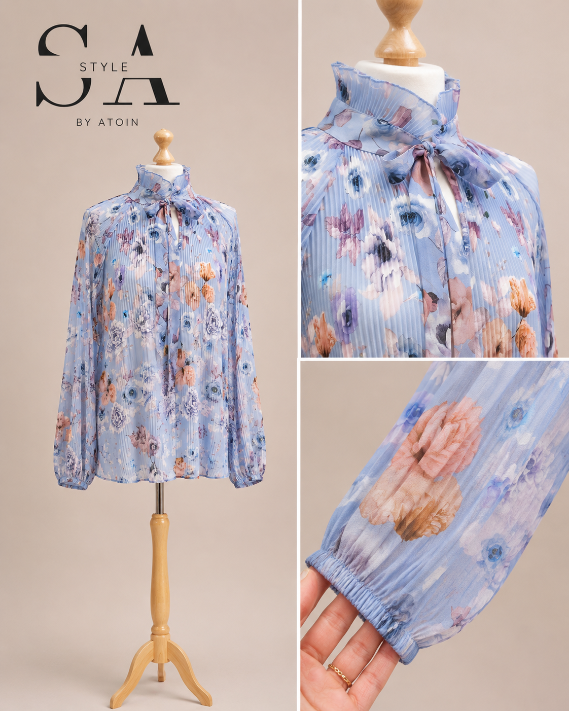 Plissee-Bluse mit Blumenmuster