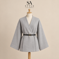 Dunkel grau Kimono-Jacke mit Gürtel