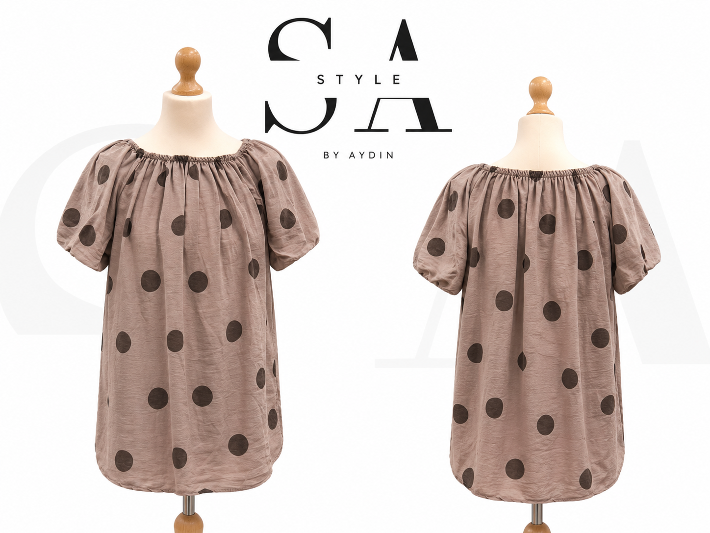 Oversize-Bluse mit Punkte-Print und Ballonärmeln