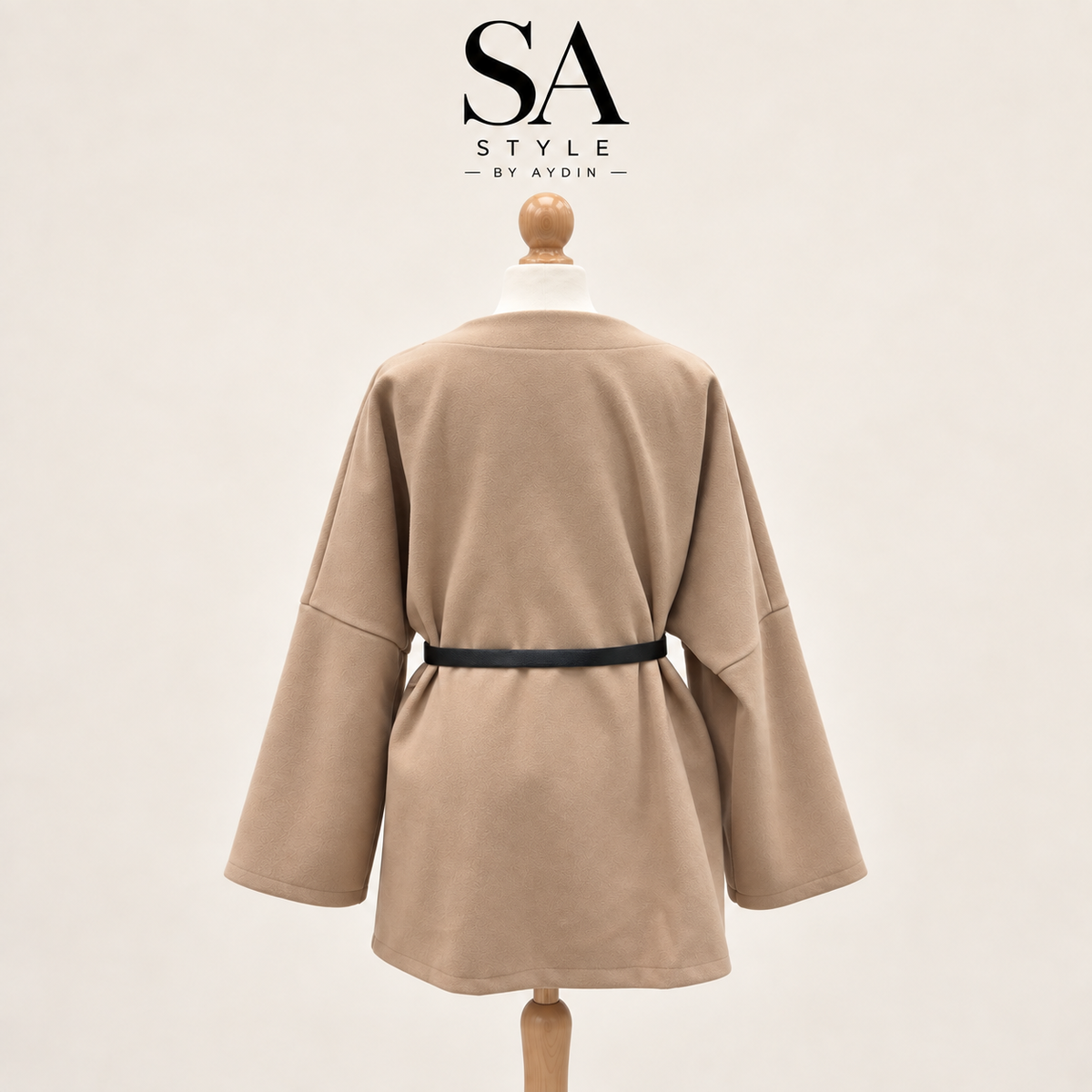 Beige Kimono-Jacke mit Gürtel