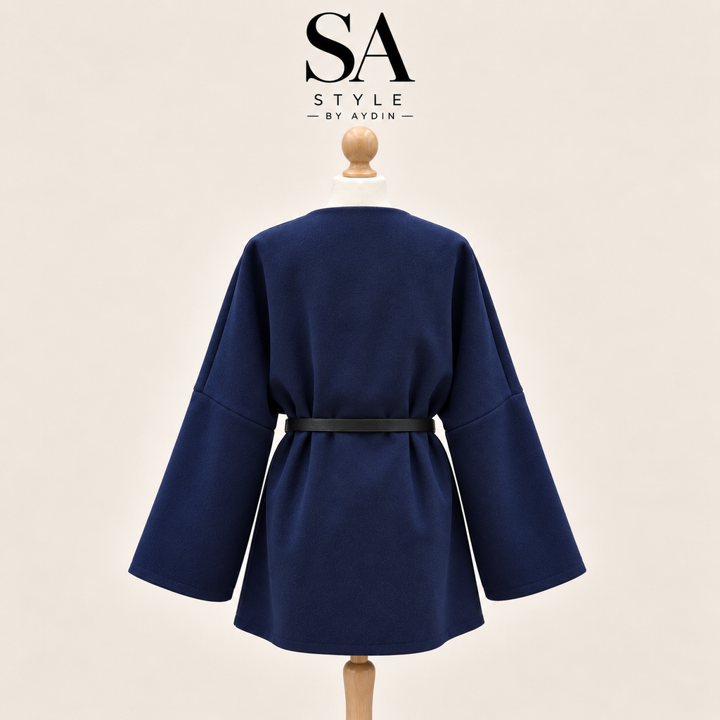 Marienen blau Kimono-Jacke mit Gürtel