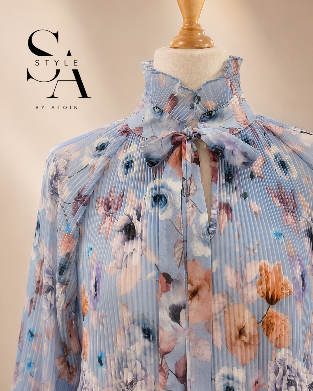 Plissee-Bluse mit Blumenmuster