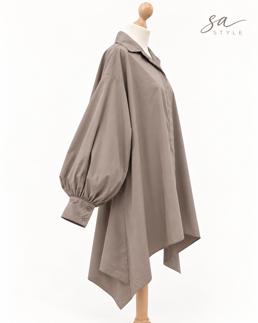 Oversize Bluse in Taupe – Made in Italy