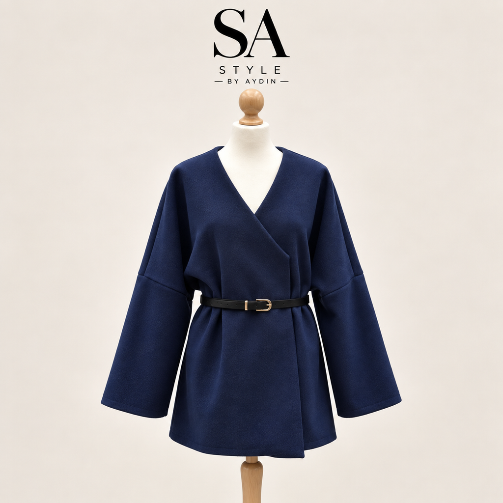 Marienen blau Kimono-Jacke mit Gürtel