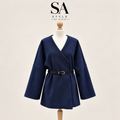 Marienen blau Kimono-Jacke mit Gürtel