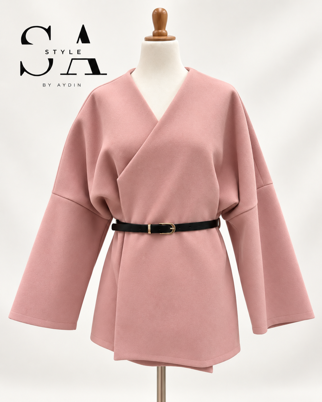 Rosa Kimono-Jacke mit Gürtel