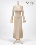 Rippstrick-Maxikleid in Creme/Beige