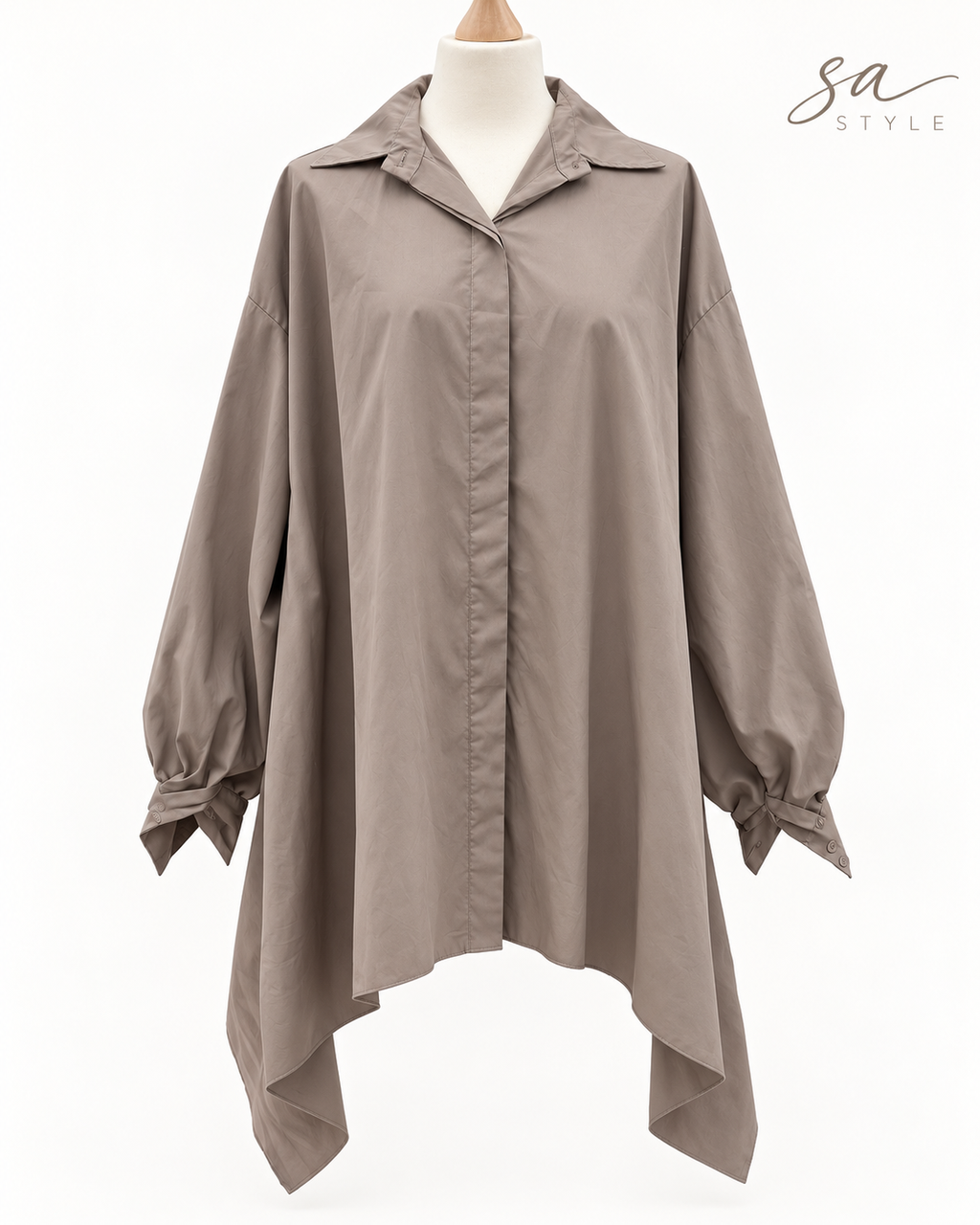 Oversize Bluse in Taupe – Made in Italy