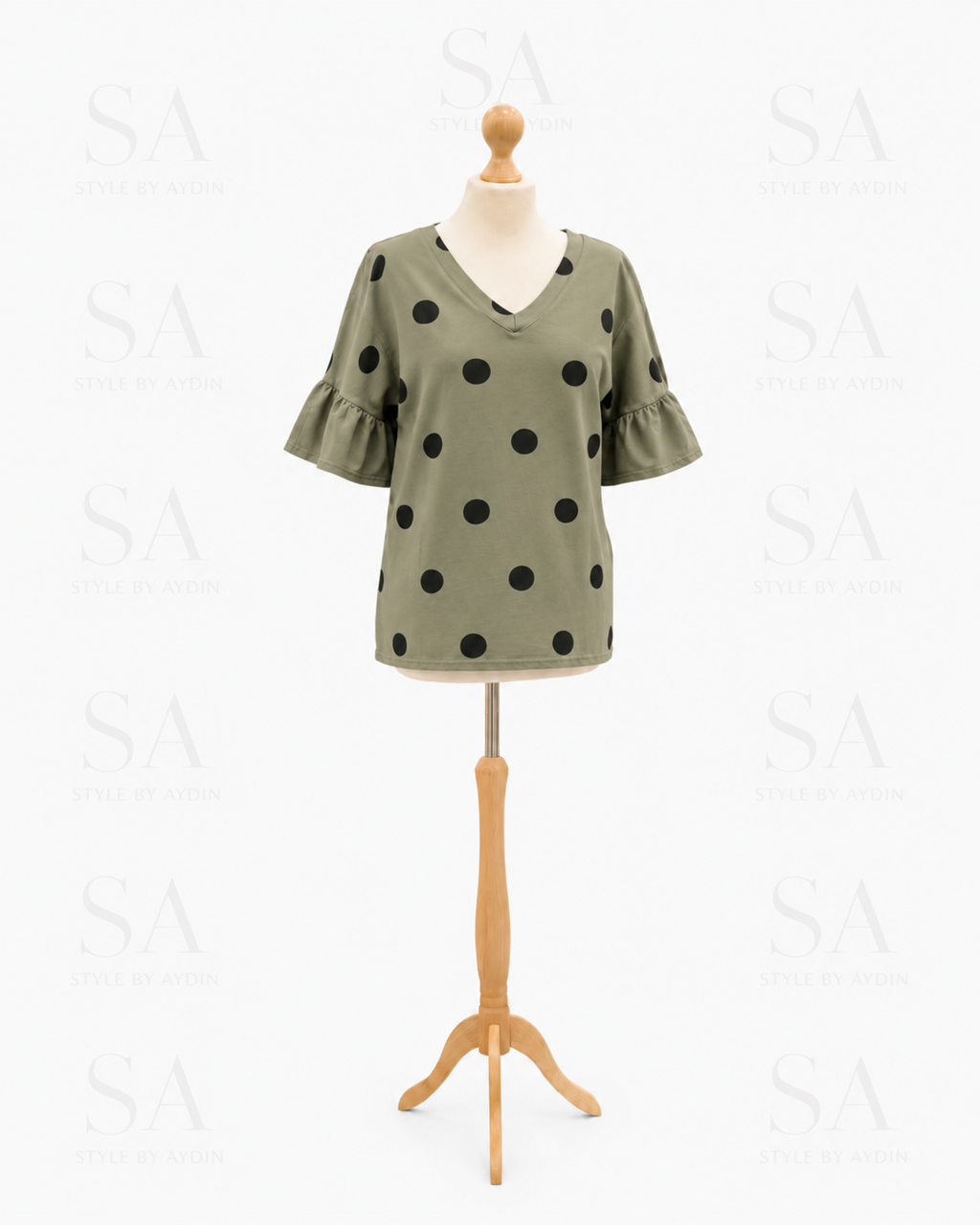 Oversize-Shirt mit Punkte-Print und Volantärmeln