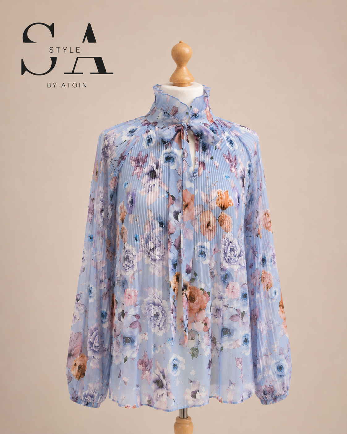 Plissee-Bluse mit Blumenmuster
