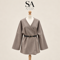 Taupefarbene Kimono-Jacke mit Gürtel